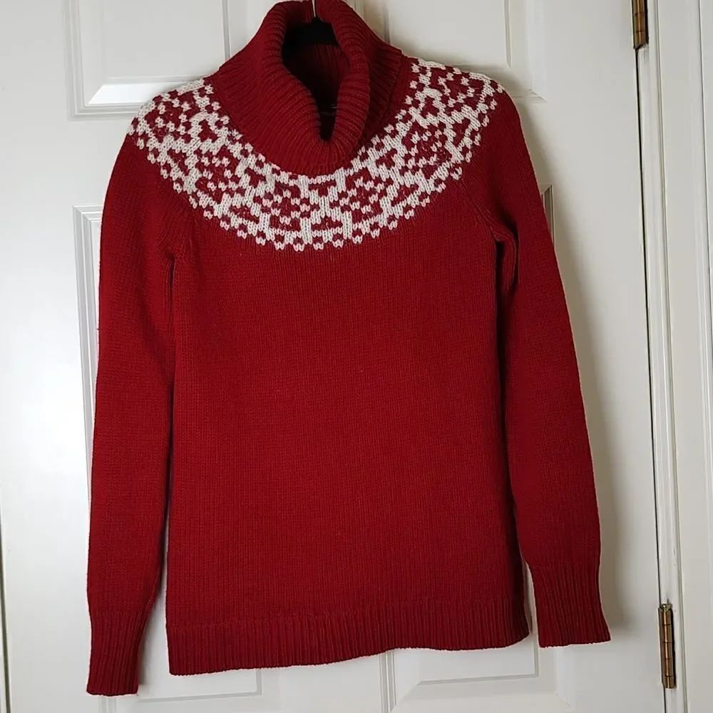 Talbots Fair Isle Cowl Neck Long Sleeve Sweater Cotton Wool Mohair Size XS
